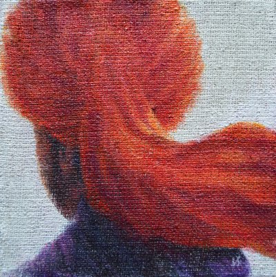 Orange Turban on Hessian by Lincoln Seligman